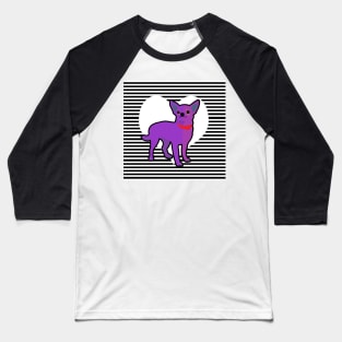 Purple Chihuahua and White Heart Baseball T-Shirt